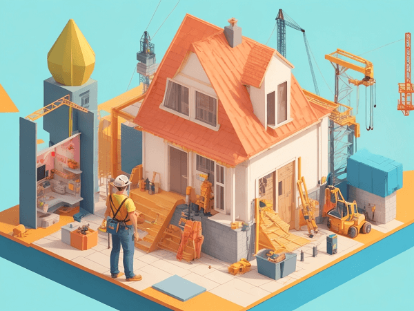 Bauarbeiter vor Haus
